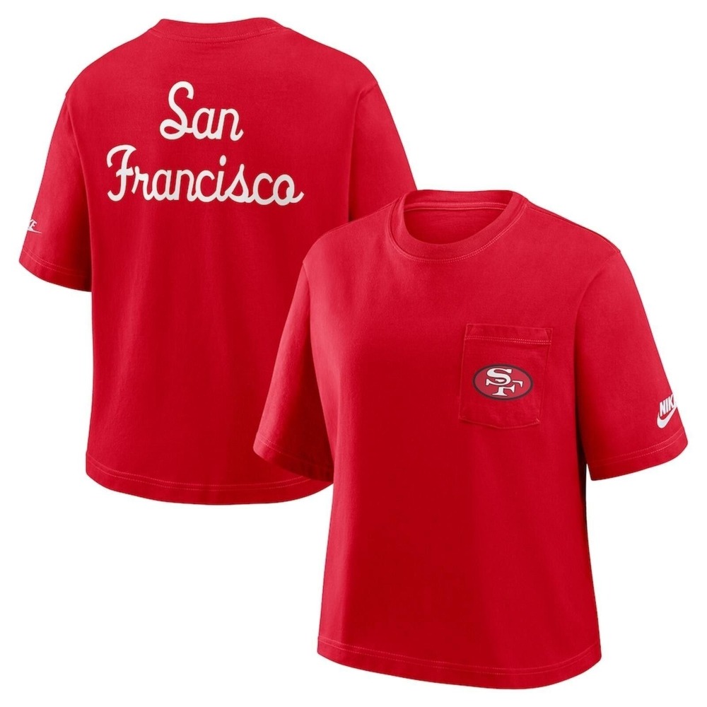 #95 SAN FRANCISCO 49ers Nike Scarlet San Francisco Boxy T-Shirt Sz. Large